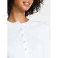 thumbnail image 5 of Time and Tru Women's Ribbed Henley with Long Sleeves, Sizes XS-XXXL, 5 of 7