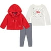 Tommy Hilfiger girls 3 Pieces Jacket Pants Set 5T Chinese Red/Egret/Peacoat