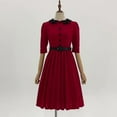 thumbnail image 4 of Crochet Dresses for Women Women's Button Formal Dresses 3/4 Sleeve Modest Vintage Dress Retro Cocktail Flowy Dress Midi Evening Dress Tight Dress for Women S-87 Red-a M, 4 of 7