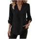 thumbnail image 1 of Camisas de Color Sólido para las Mujeres 3/4 Manga Manga Corta Cuello en V, Blusa Casual para Primavera Verano Diario, 1 of 9