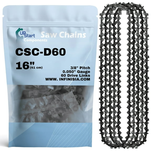 5-Pack 16-Inch Chainsaw Chain Replacement for Poulan 3400 - D60 (16", 3/8", .050", 60 Drive Links)
