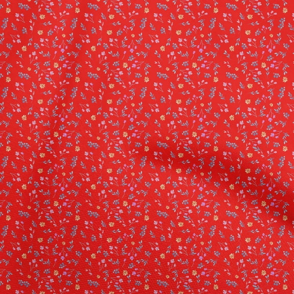 oneOone Cotton Jersey Red Fabric Floral Ditsy Sewing Craft Projects Fabric Prints By Yard 58 Inch Wide
