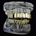 thumbnail image 6 of 18K Gold Plated Hip Hop Removeable Mouth Grillz Set Removeable Fake Teeth Set Top and Bottom Dentur Teeth Flat Fake Teeth Set, 6 of 7