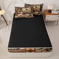 thumbnail image 4 of Homewish Retro Bohemian Aztec Geometric Zipper Twin Comforter Sets with Fitted Sheet and 2 Pillowcases,Western Cowboy Rustic Cowhide Zipper Bedding Set For Men,Black Reversible,4 Pieces, 4 of 7