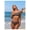 Purple, variant on Women's Triangle Top High Cut Bikini with Colorful Beaded Detail