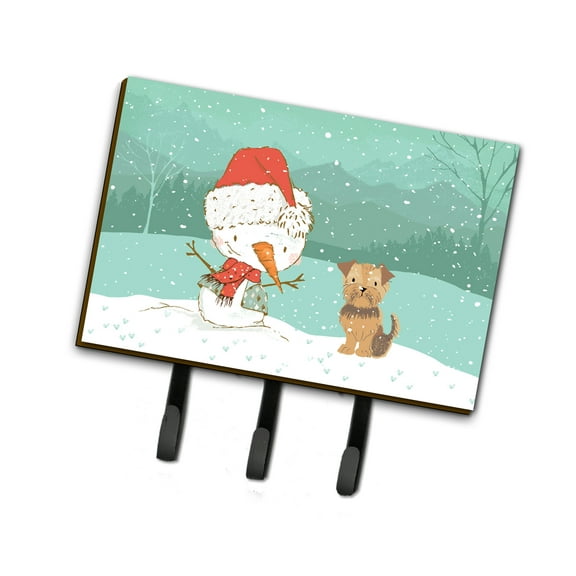 Yorkie Natural Ears Snowman Christmas Leash or Key Holder