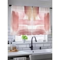 thumbnail image 5 of Sheer Curtains 45 Inch Length 2 Panels Set for Kitchen, Pink Abstract Art Semi Sheer Curtains for Windows, Contemporary Luxury Color Block Voile Window Treatments Rod Pocket Curtain, 5 of 7