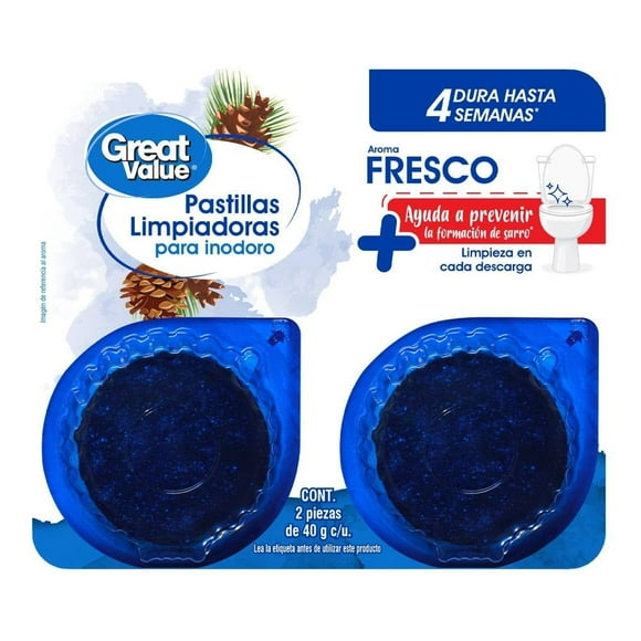 Pastillas limpiadoras para inodoro Great Value azules 2x40 g