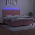Box spring bed with mattress & LED pink 180x200 cm velvet
