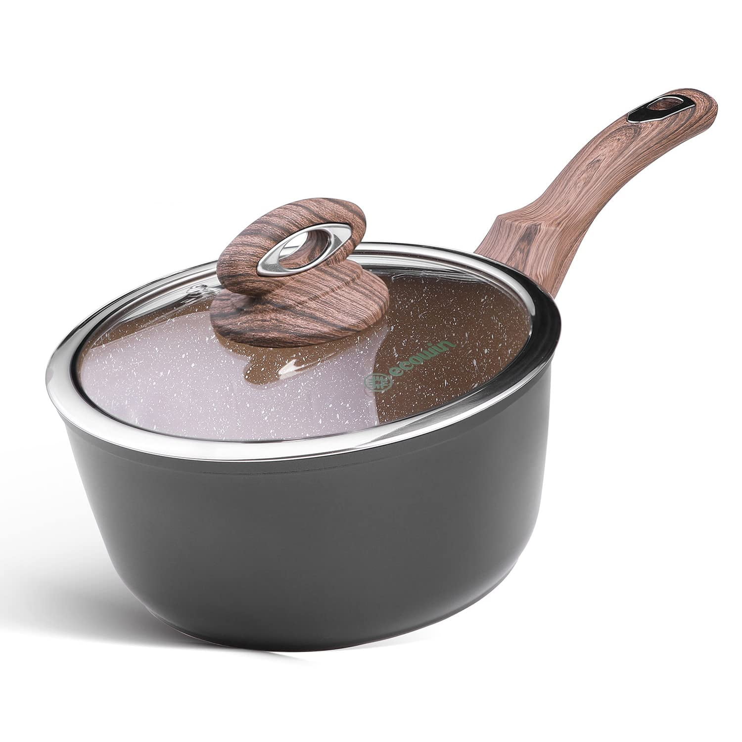 1.5 Quart Saucepan with Lid, Non Stick Small Sauce Pot with Pour Spout