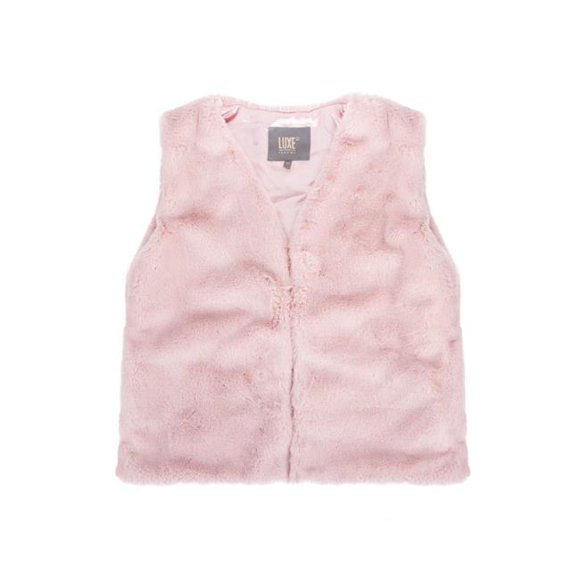 Faux Rabbit Fur Vest - Pink - Large