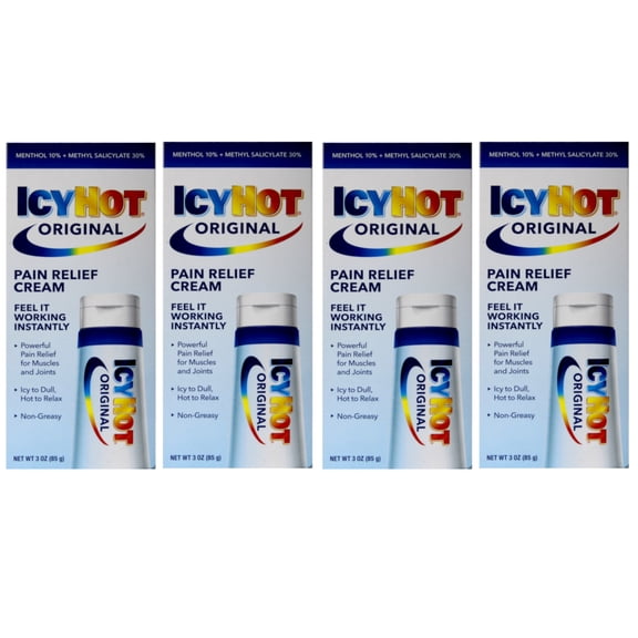 ICY HOT Pain Relieving Cream Extra Strength 3 oz ( Packs of 4)