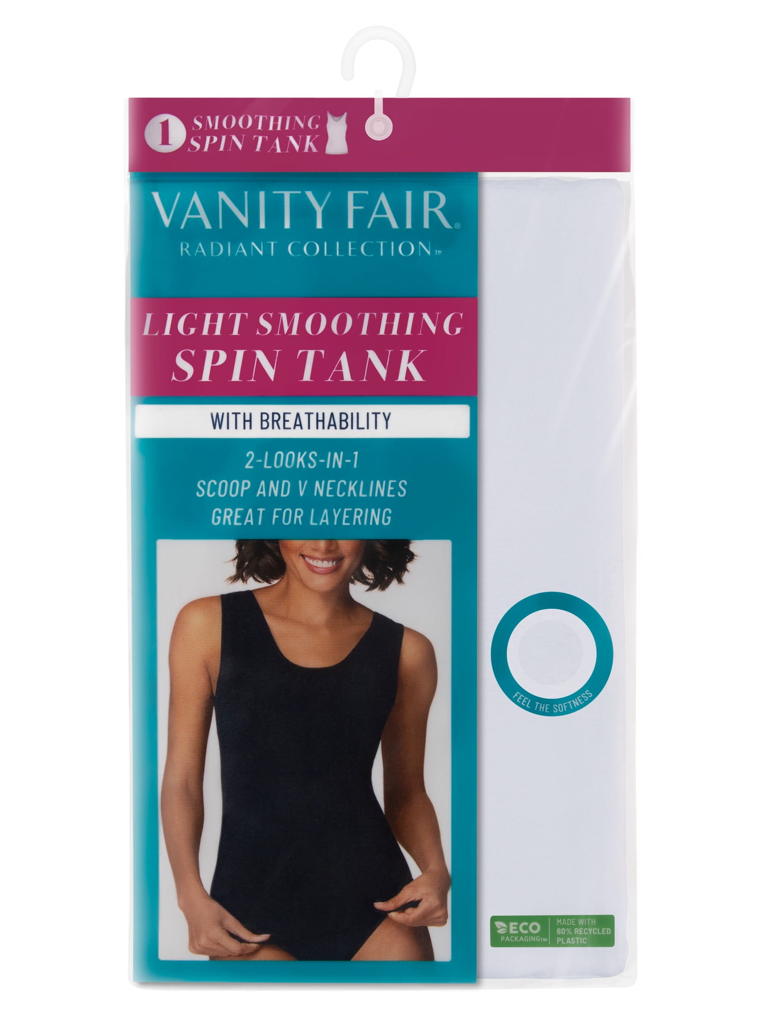 3 Pack Vanity Fair Radiant Collection Women's Smooth Breathable Spin Tank,  Large, Beige 