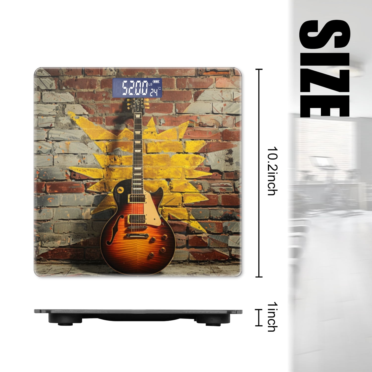 Bathroom Scale, Highly Accurate Digital Body Scale,Precisely Measures Weight up to 400 lbs-Classic Guitar Leaning Against Old Brick Wall