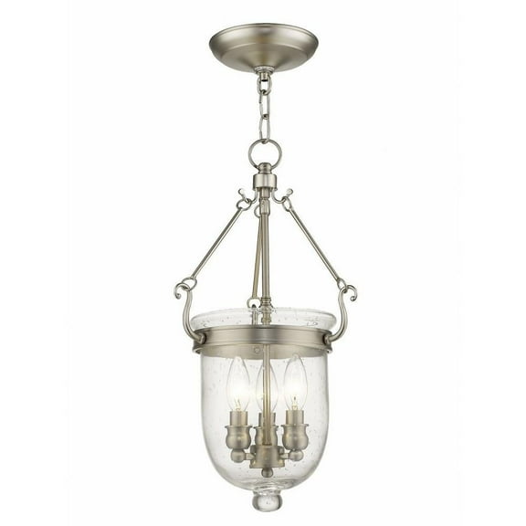 3 Light Chain Lantern in Traditional Style 10 inches Wide By 20 inches High-Brushed Nickel Finish Bailey Street Home 218-Bel-1653744