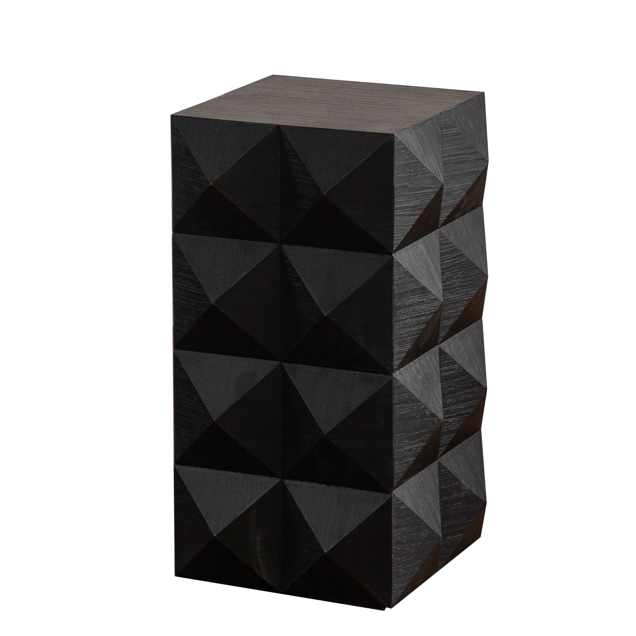 PORKISS End Table with Three-dimensional Embossed Pattern, Square Side Table, Coffee Table for Small Spaces Nightstand Living Room, without Assembly, Black