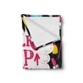 thumbnail image 2 of Saying Soft Flannel Fleece Throw Blanket, Witty Lettering Wake Make Cosmetic Lipstick Mascara and Nail Polish, Cozy Plush for Indoor and Outdoor Use, 60" x 80", Multicolor, by Ambesonne, 2 of 5