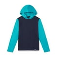 thumbnail image 1 of Speedo Boy's UV Protection Graphic Long Sleeve Hooded Rashguard Swim Shirt - Scuba Blue, Size M, 1 of 2