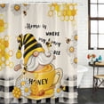 thumbnail image 2 of Yellow Gnomes Shower Curtain, Waterproof Shower Curtains for Bathroom, Vintage Daisy Honey Plaid Flower Washable Fabric Bathtub Curtain Set Bath Decor with 12 Hooks Long 72"x84", 2 of 8