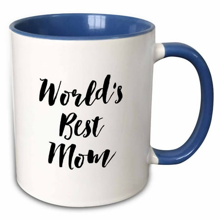 

3dRose Phrase - Worlds Best Mom - Two Tone Blue Mug 11-ounce