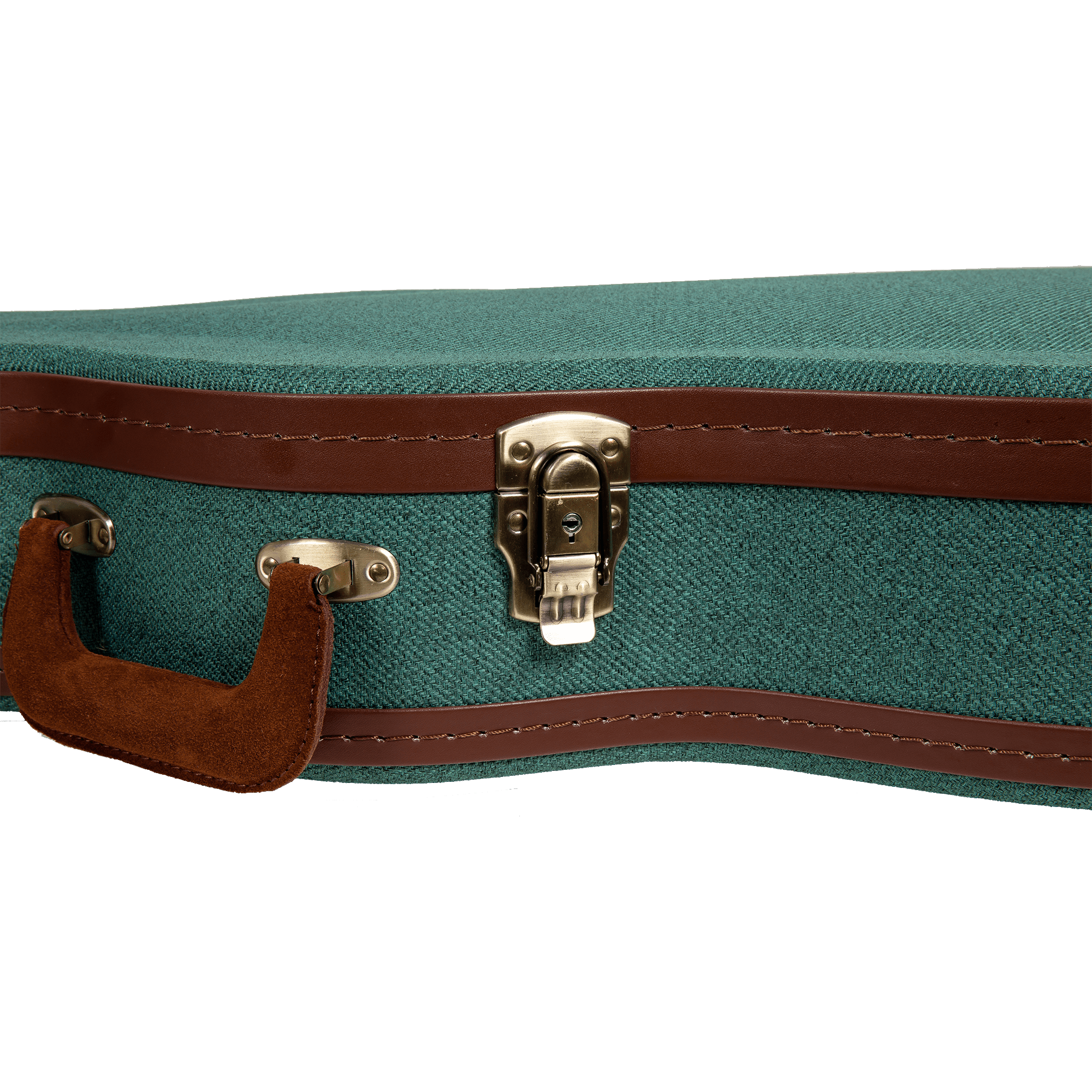 Crossrock Master Series-Wooden 335 Style 6-string Semi-Hollow Electric Guitar Case-Security Lock, Genuine Leather Handle, Reinforced Hardware, Storage Space-Malachite Blue Tweed