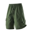 thumbnail image 5 of Men's Casual Sports Shorts with Elastic Waistband Zipper Pocket, Athletic Shorts, Quick Dry, Lightweight, Stretchy, Gym Workout, Running, Hiking, Daily Wear, Summer | AESTIVO,Green 5XL, 5 of 9