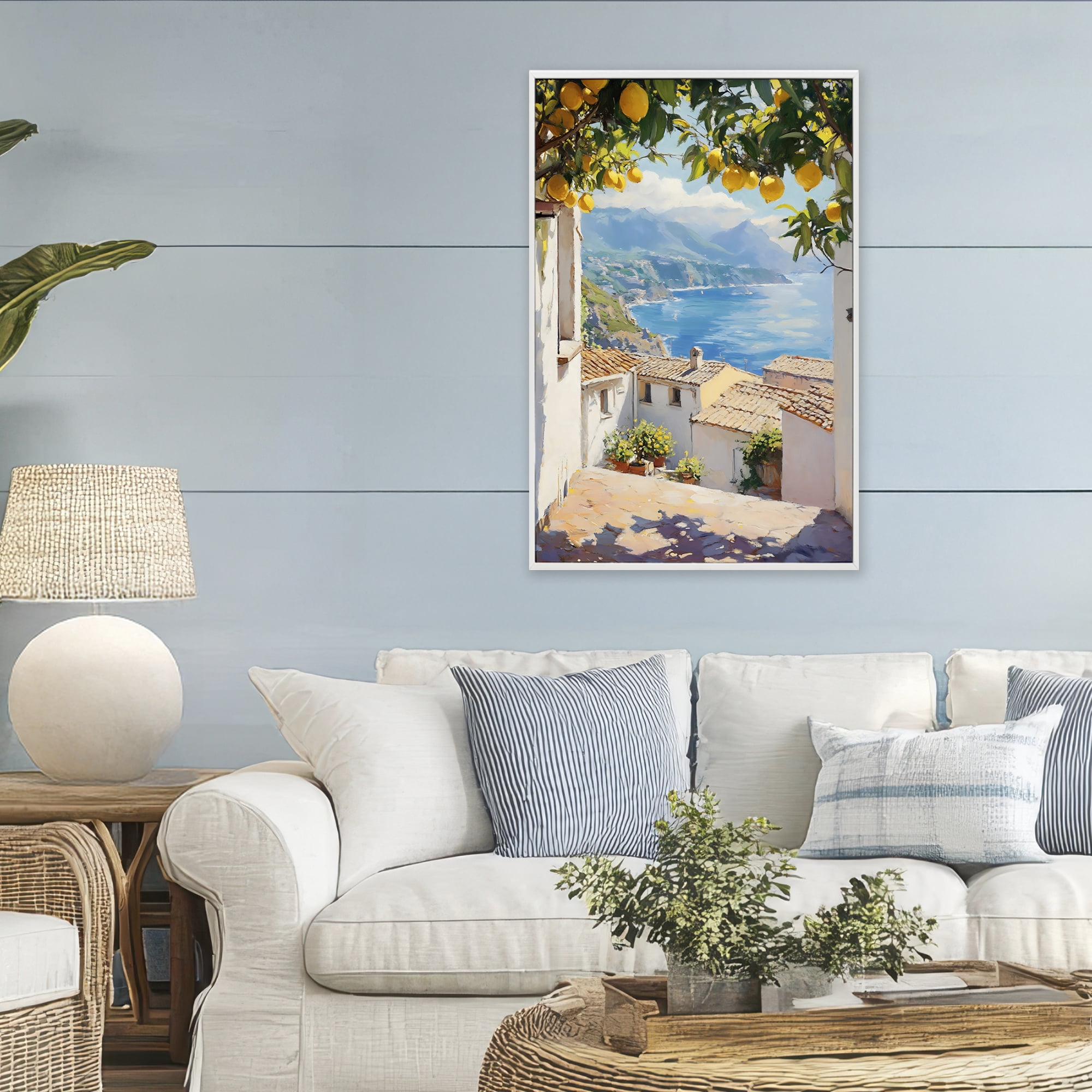 Stupell Industries Amalfi Coast Lemon Overhang White Framed Giclee Art, design by LSR Design Studio