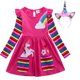 thumbnail image 1 of Navidad niñas unicornio mariposa bordado Arco Iris manga larga vestido primavera otoño disfraz con bolsillo cumpleaños fiesta ropa 6-7Y Gao Jinjia LED, 1 of 2