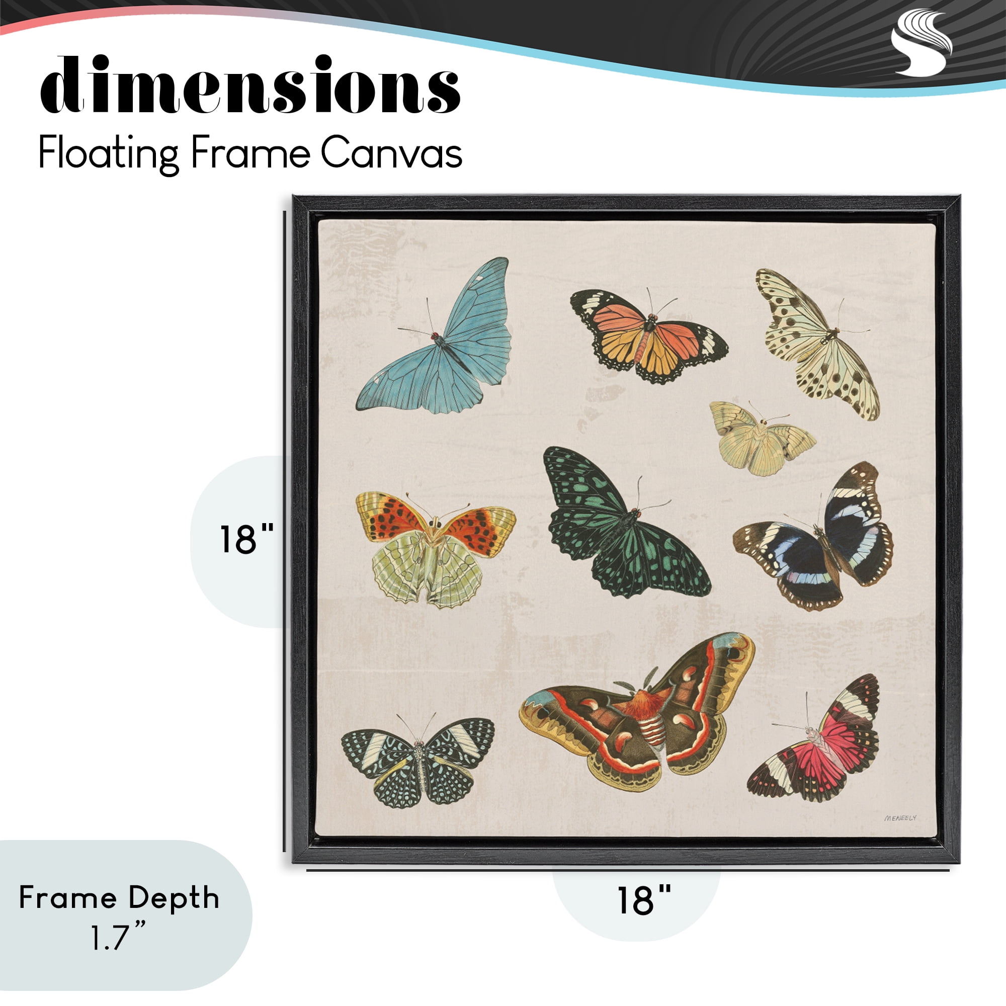 Stupell Industries Vintage Butterfly Flight Black Framed Floater Canvas Wall Art, design by Dan Meneely