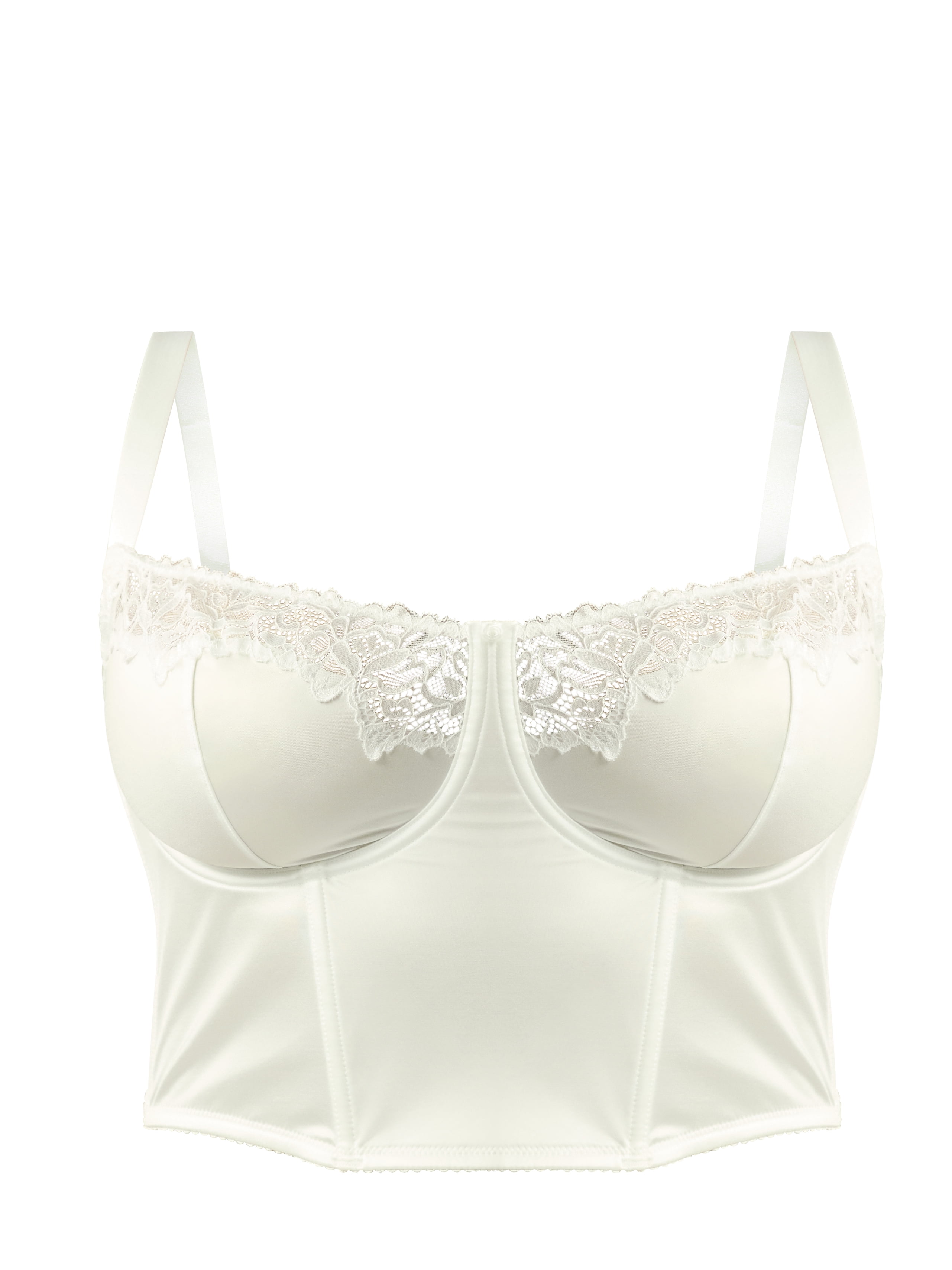 Joyspun Women's Bridal Satin Bustier with Lace Trim, Sizes S-XXXL