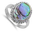 thumbnail image 4 of Abalone Solitaire Rope Halo Ring .925 Sterling Silver Band Jewelry Female Male Unisex Size 9, 4 of 4