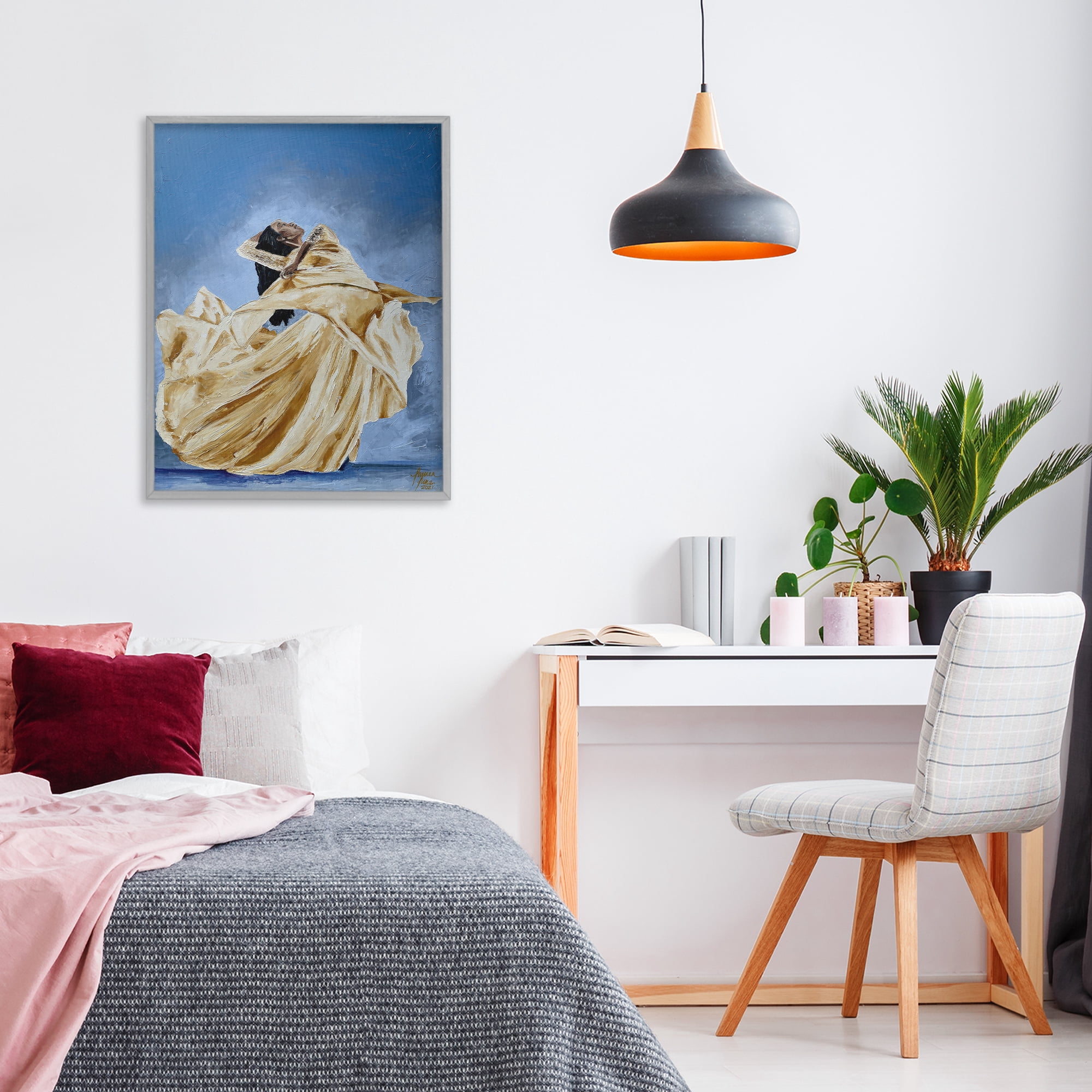 Stupell Industries Expressive Elegant Dancer Gray Framed Giclee Art, design by Lauren Luna