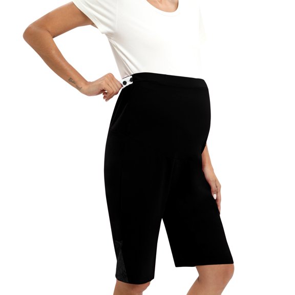 WBQ Women's Maternity Shorts Over The Belly Active Comfy Biker Workout Running Athletic Shorts