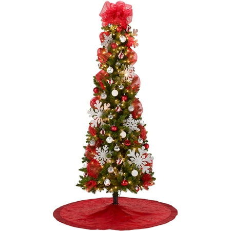 7' Pre-Lit Brinkley Pine Christmas Tree with Red and 
