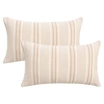Unique Bargains Pack of 2 Striped Soft Cozy Cushion Cases Pillow Covers 20" x 12" Apricot