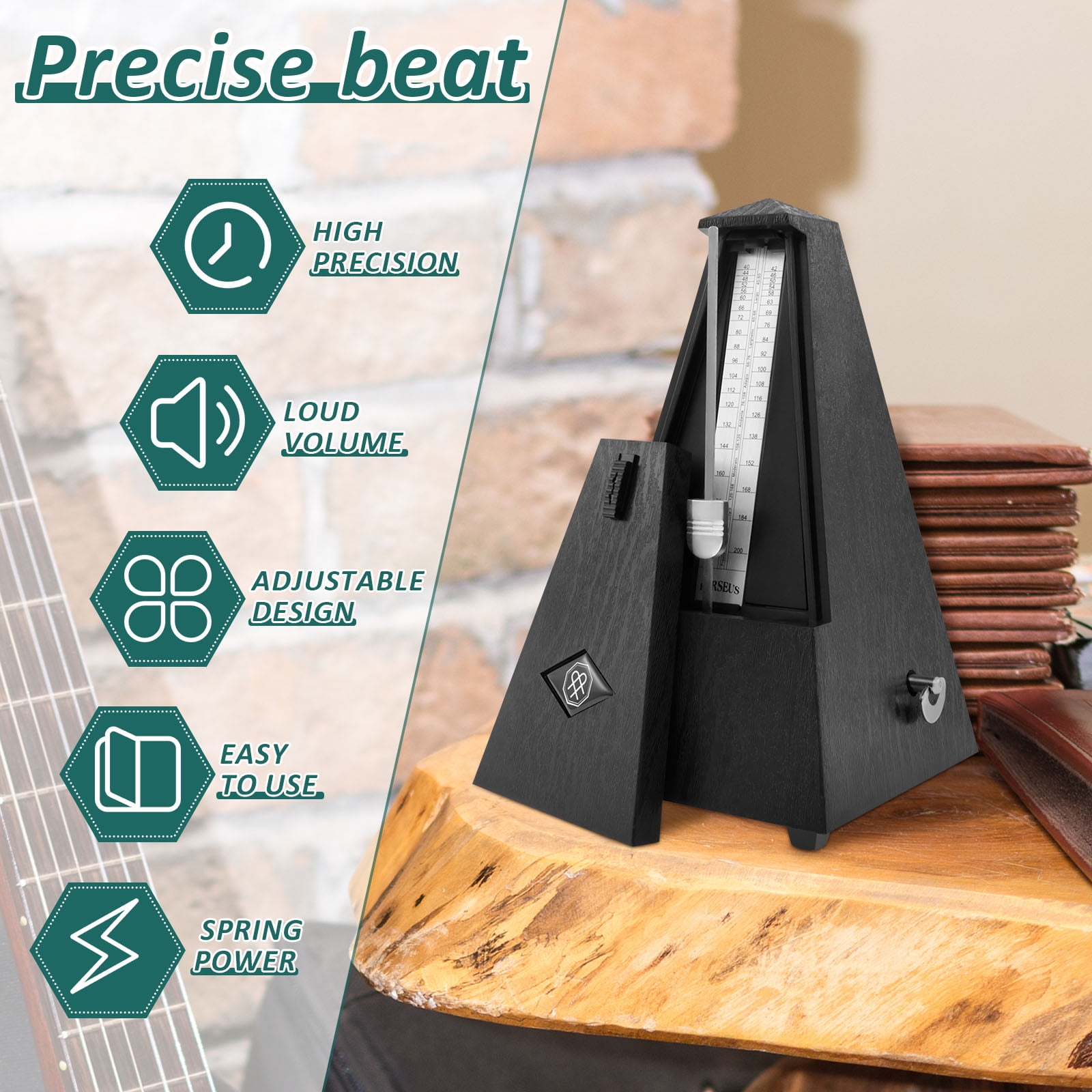 Thren Mechanical Metronome Pyramid Rhythm Keeper 5 Beat Mechanical Beat Marker Clockwork Noise Reduction Beat Indicator Precision Clarity Mechanical Tempo Device for Lovers