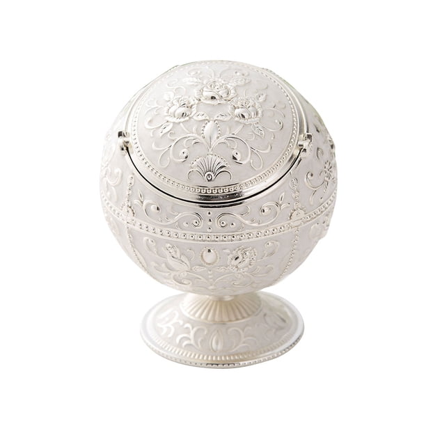 Cenicero a prueba de viento Vintage Aleación de zinc Patrón de flores Globo Cenicero de cigarrillos Tapa Mesa Ceniceros portátiles de decoración del hogar sidaley JJ25694-03
