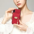 thumbnail image 3 of Allytech Cards Holder Wallet Case Cover for Apple iPhone XS/ iPhone X 5.8 Inch Phone, PU Leather TPU Cards Slots Cash Holder Stand Shockproof Bumper Case With Shoulder Strap for Girls Women -Red, 3 of 10