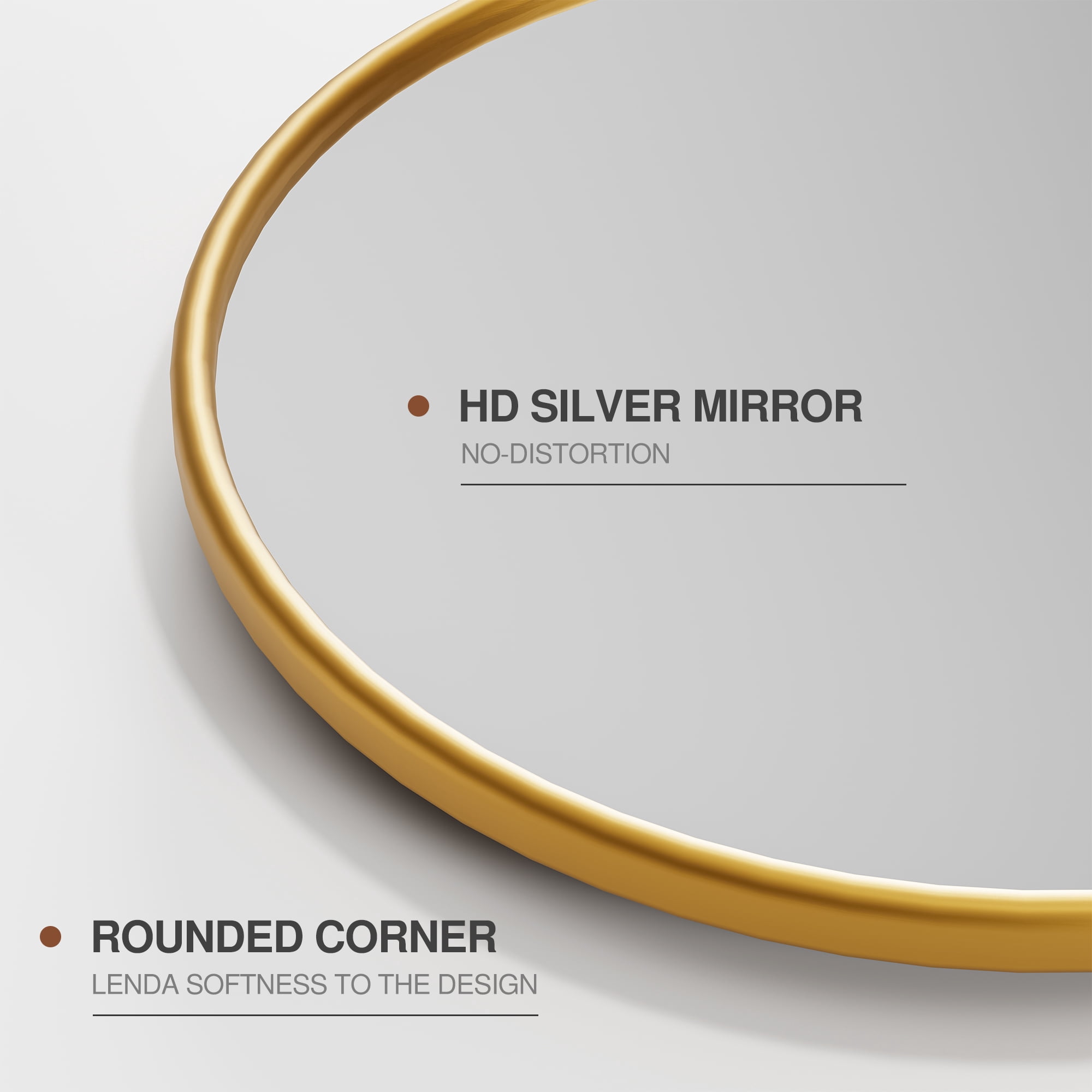 14"x9" Modern Iron Frame Arched Round Angle Wall Mirror Wall Mounted Mirror,Gold