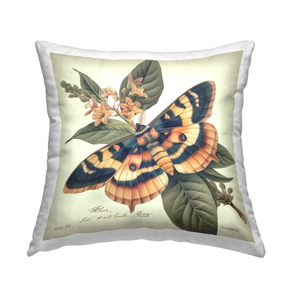 Stupell Industries Detailed Moth & Lilies Decorative Printed Throw Pillow Design by Steve Huntziker.