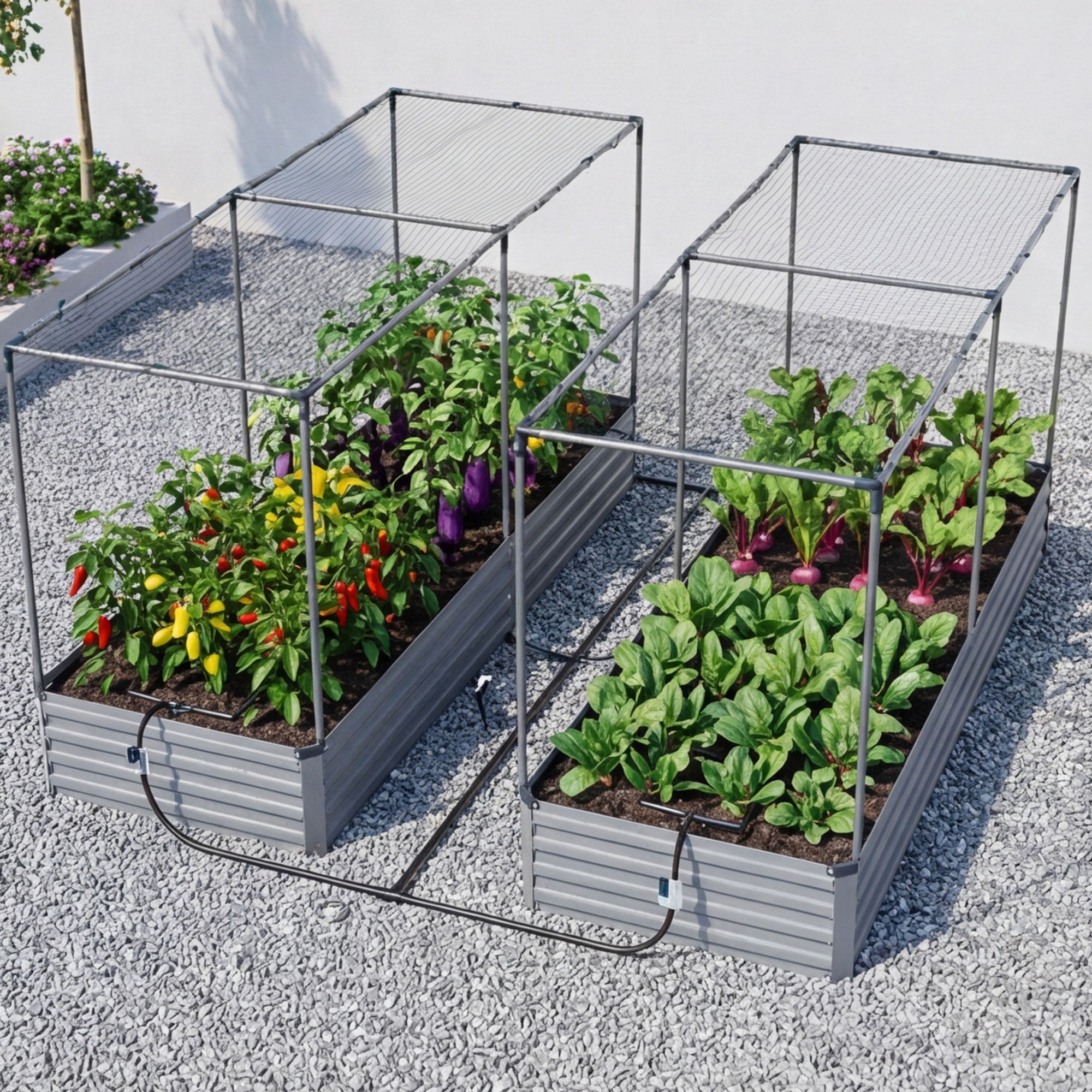 Amobro 6x3x1ft Outdoor Metal Raised Garden Bed Planter Box for Vegetables, Flowers, Herbs Gray 2pcs