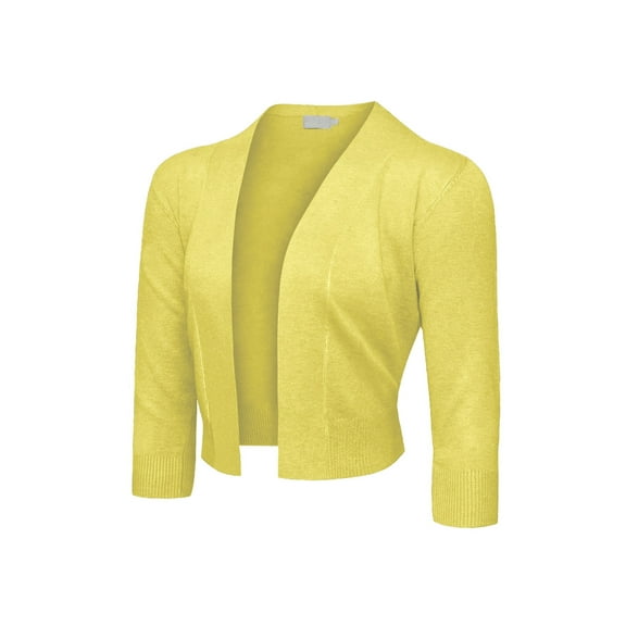 G-Style USA Women's 3/4 Sleeve Open Front Cropped Cardigan Sweater (S-XL)