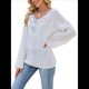thumbnail image 1 of Suéter de Encaje con Apliques de Lentejuelas para Mujer, Otoño e Invierno, Cuello en V, Larga, Moderno y , Informal S, 1 of 9