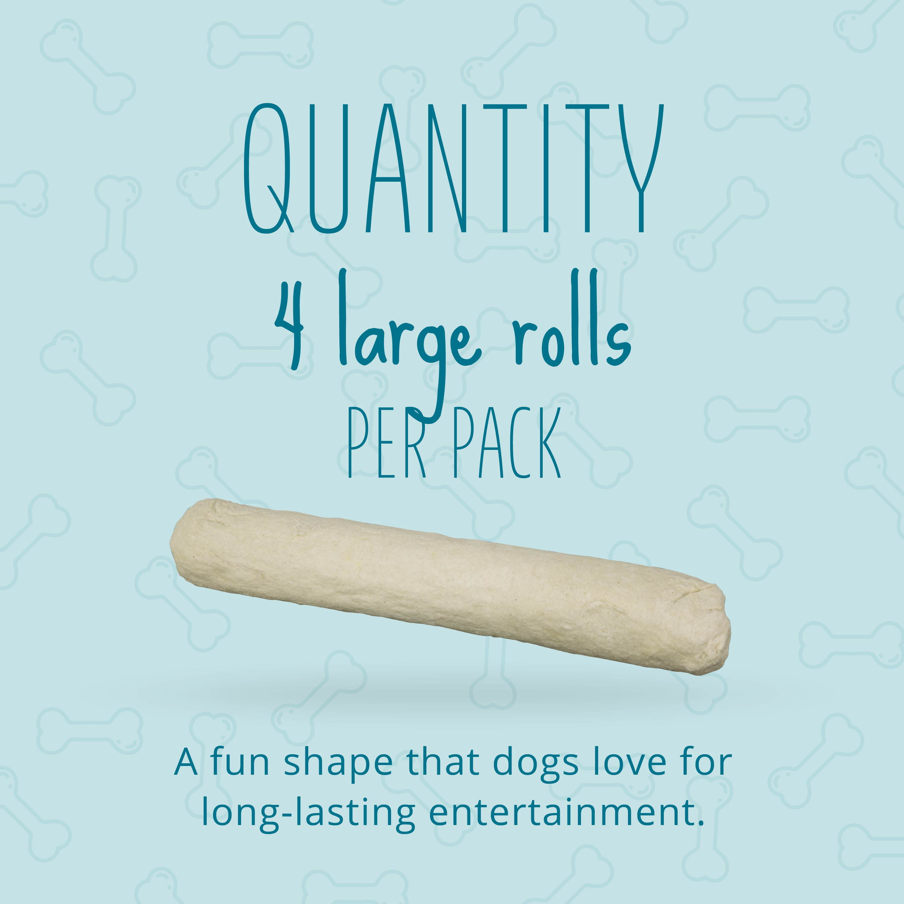 Better Belly Dental Large Rolls 4 Count, Highly Digestible Rawhide