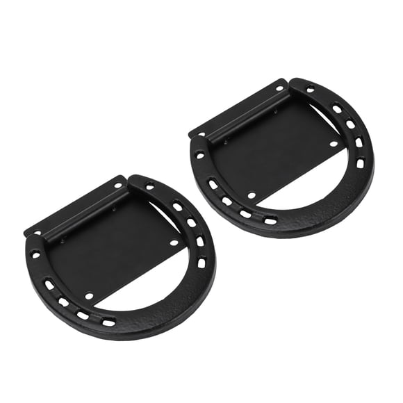 Caballo Paquete De 2 Anillos Para Atar Caballos, Amarres De Herradura Recubiertos De Acero Sólido Negro Para Caballos, Suministros Estables