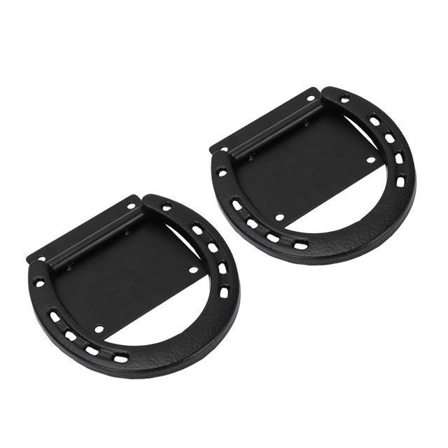 Caballo Paquete De 2 Anillos Para Atar Caballos, Amarres De Herradura Recubiertos De Acero Sólido Negro Para Caballos, Suministros Estables