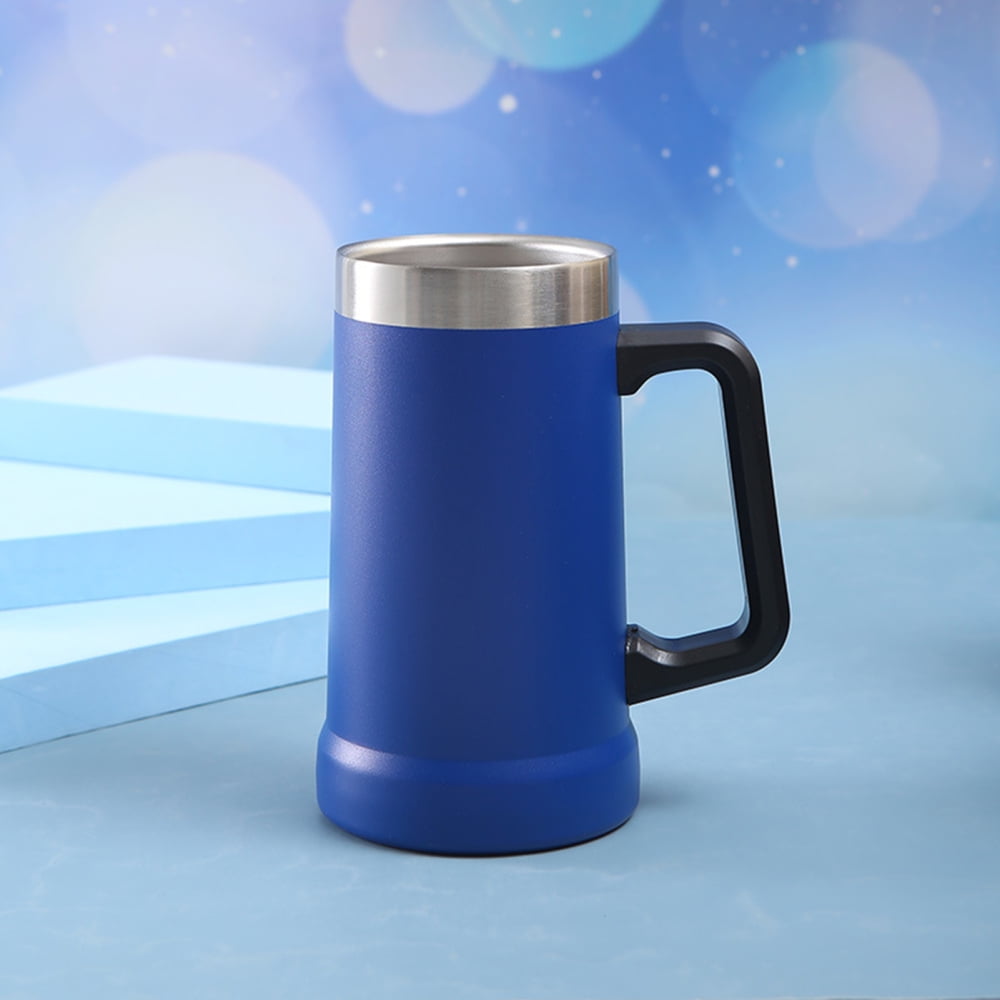 Stainless Steel Double Layer Beer Cup with Handles Keep Drinks Cold or