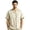 Khaki, variant on CUSTG Big & Tall Men Blouse Summer Casual Pullover Tops Tunic Breathable Short Sleeve Solid Color Shirt