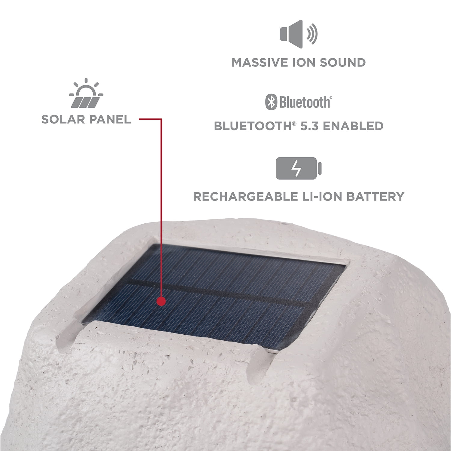 ION Glow Stone Link Solar Bluetooth Multi-Sync 10-Watt-Peak Outdoor Rock Speaker with LED Lights GLOWSTNLINKXUS