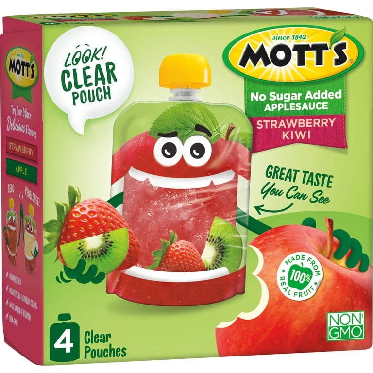 Mott's No Sugar Added Strawberry Kiwi Applesauce, 3.2 oz, 24 Count 